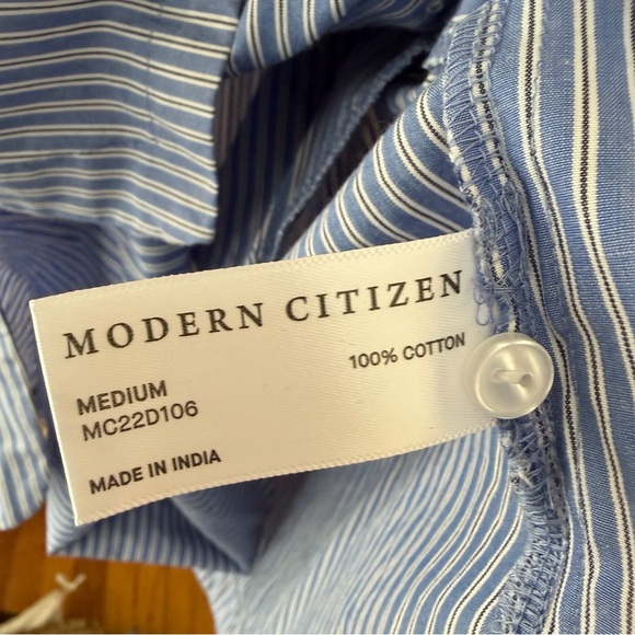 Modern Citizen Blue Striped Emma dress Open-Back Striped shirt mini M - Picture 8 of 9
